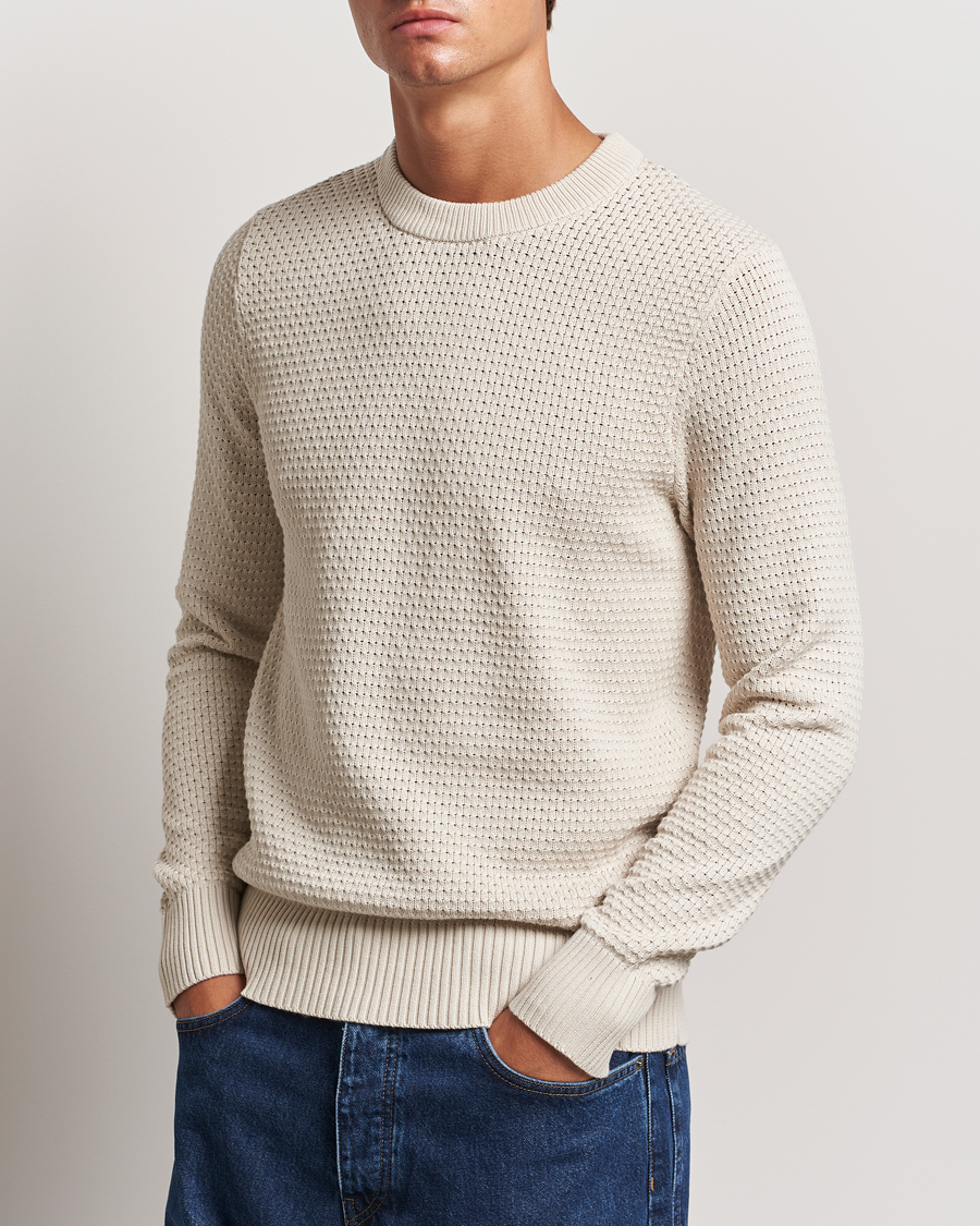 Mies | Puserot | J.Lindeberg | Oliver Structure Cotton Sweater Moonbeam
