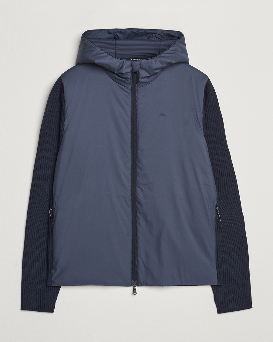Mies | Takit | J.Lindeberg | Thierry Hybrid Knit Hoodie Navy