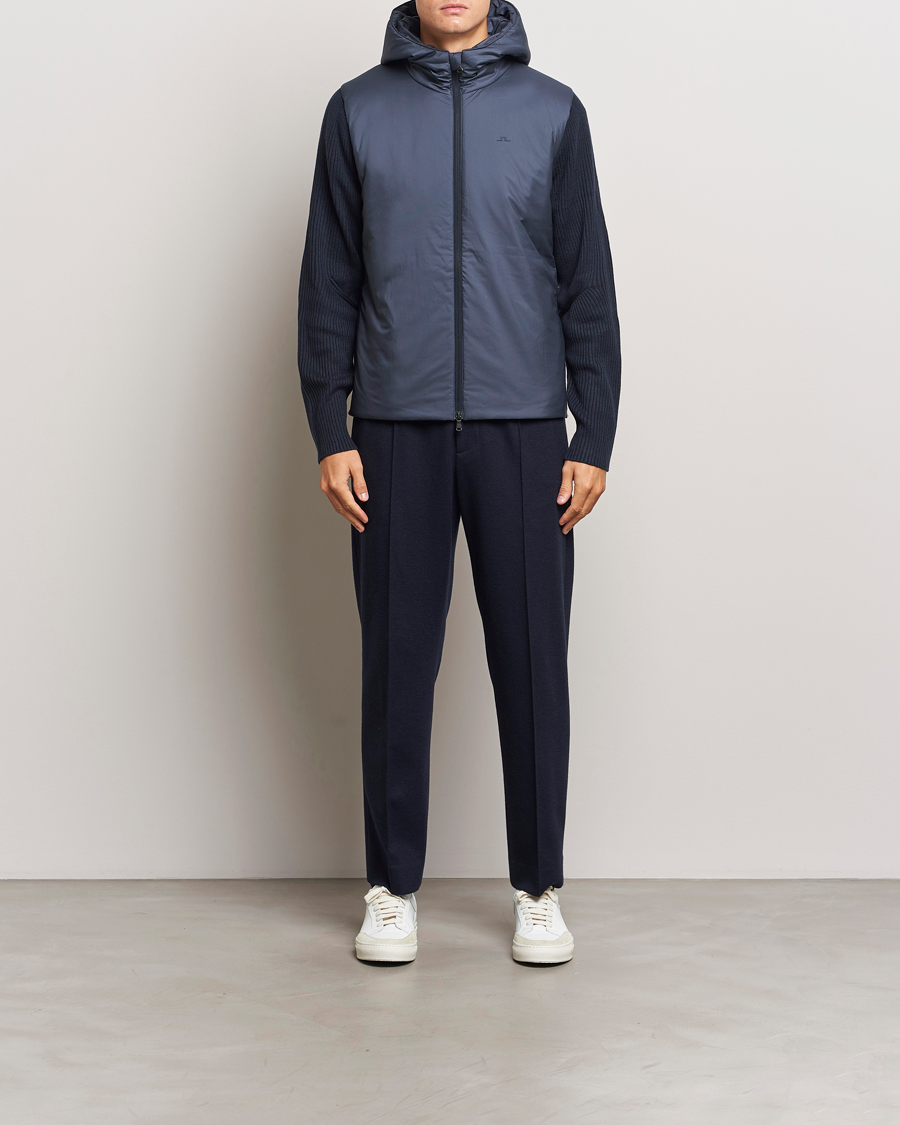 Mies | Takit | J.Lindeberg | Thierry Hybrid Knit Hoodie Navy