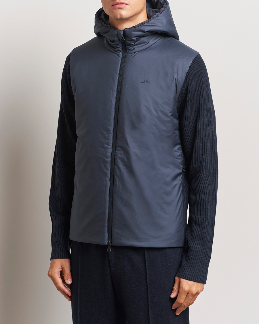 Mies | Takit | J.Lindeberg | Thierry Hybrid Knit Hoodie Navy