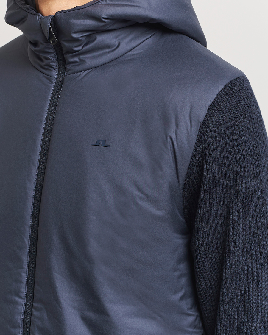 Mies | Takit | J.Lindeberg | Thierry Hybrid Knit Hoodie Navy