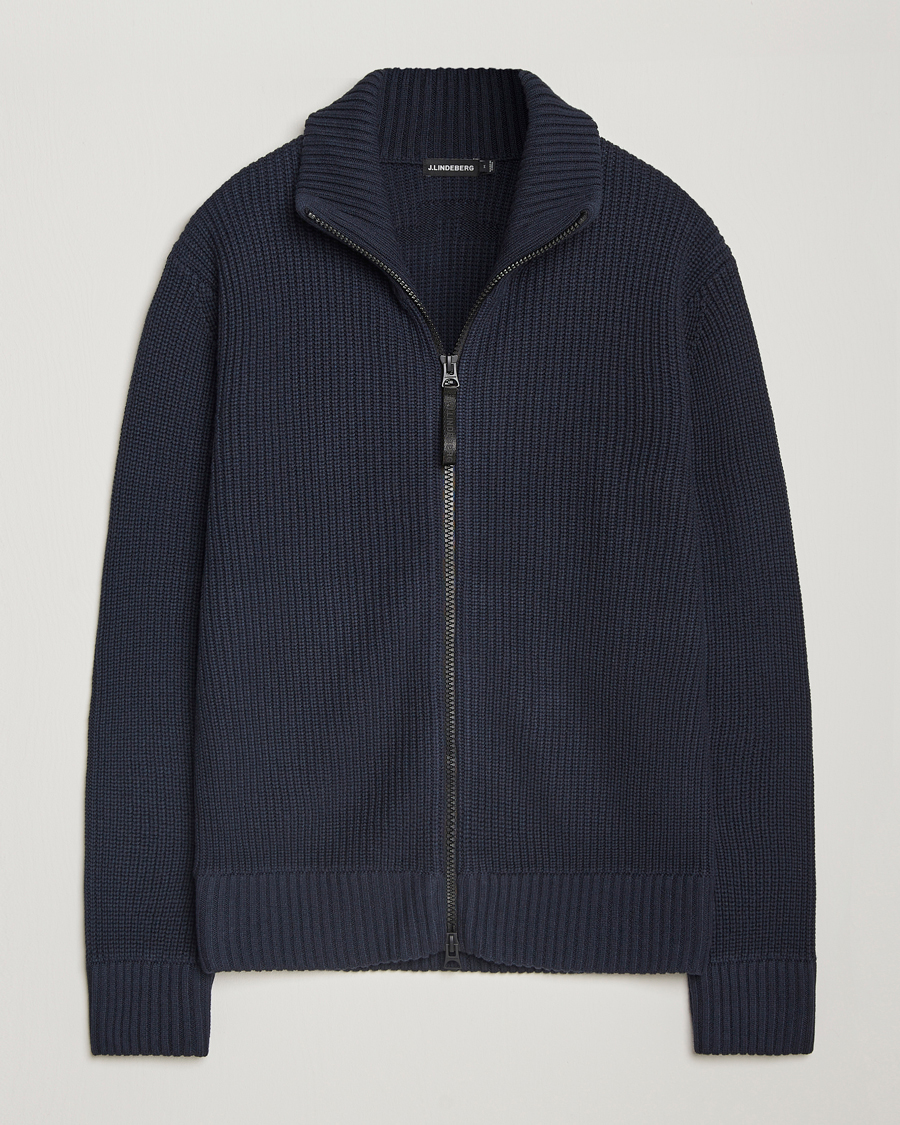 Mies | Puserot | J.Lindeberg | Skyler Wool Blend Zip Cardigan Navy