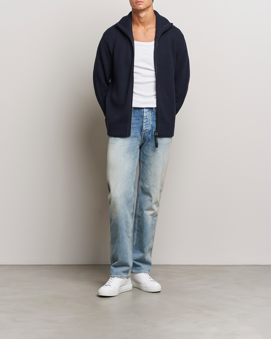 Mies | Puserot | J.Lindeberg | Skyler Wool Blend Zip Cardigan Navy