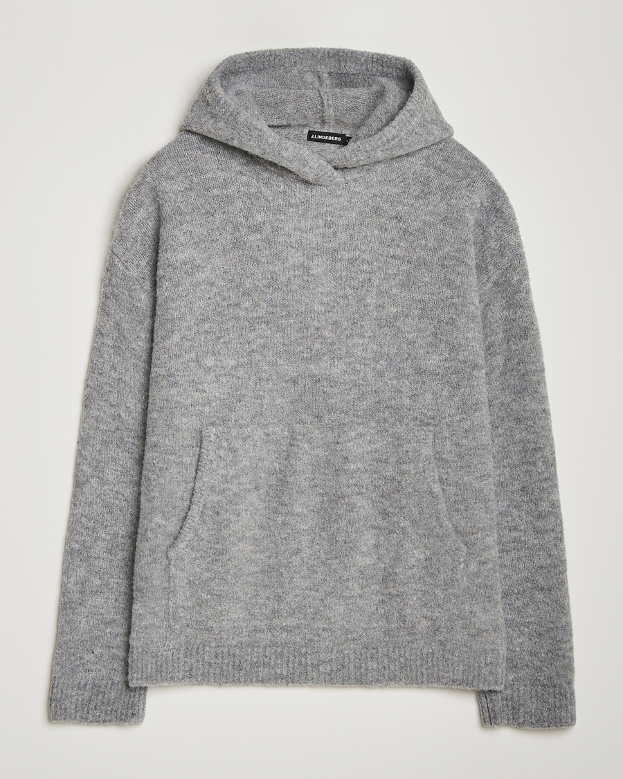 Mies | Puserot | J.Lindeberg | Broon Alpaca Blend Hoodie Mid Grey Melange