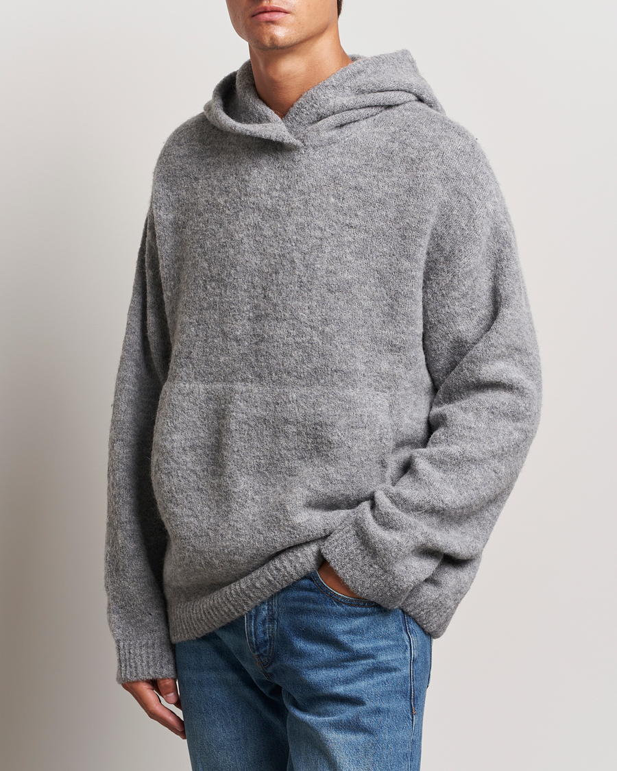 Mies | Puserot | J.Lindeberg | Broon Alpaca Blend Hoodie Mid Grey Melange