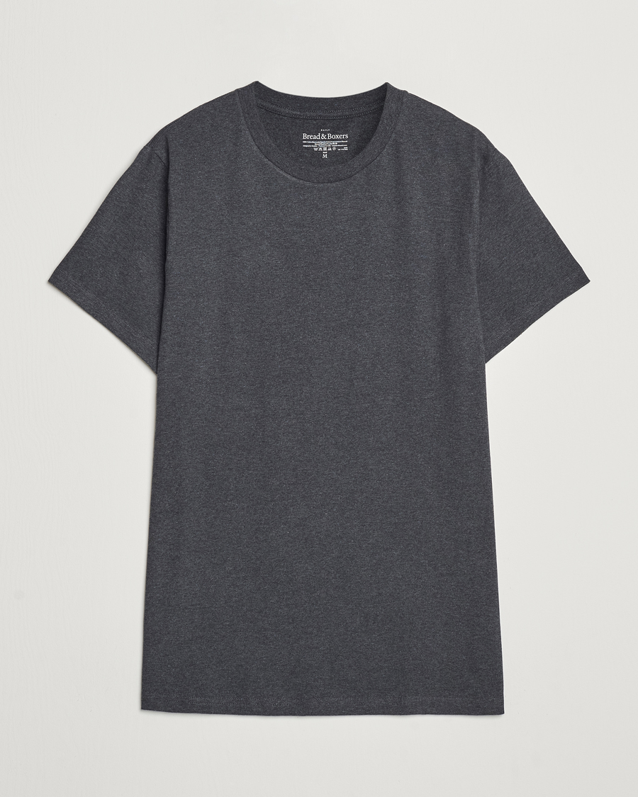 Mies | T-paidat | Bread & Boxers | Heavy Cotton Crew Neck T-Shirt Dark Grey Melange