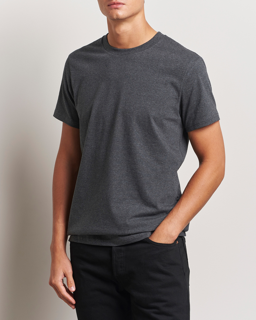 Mies | T-paidat | Bread & Boxers | Heavy Cotton Crew Neck T-Shirt Dark Grey Melange