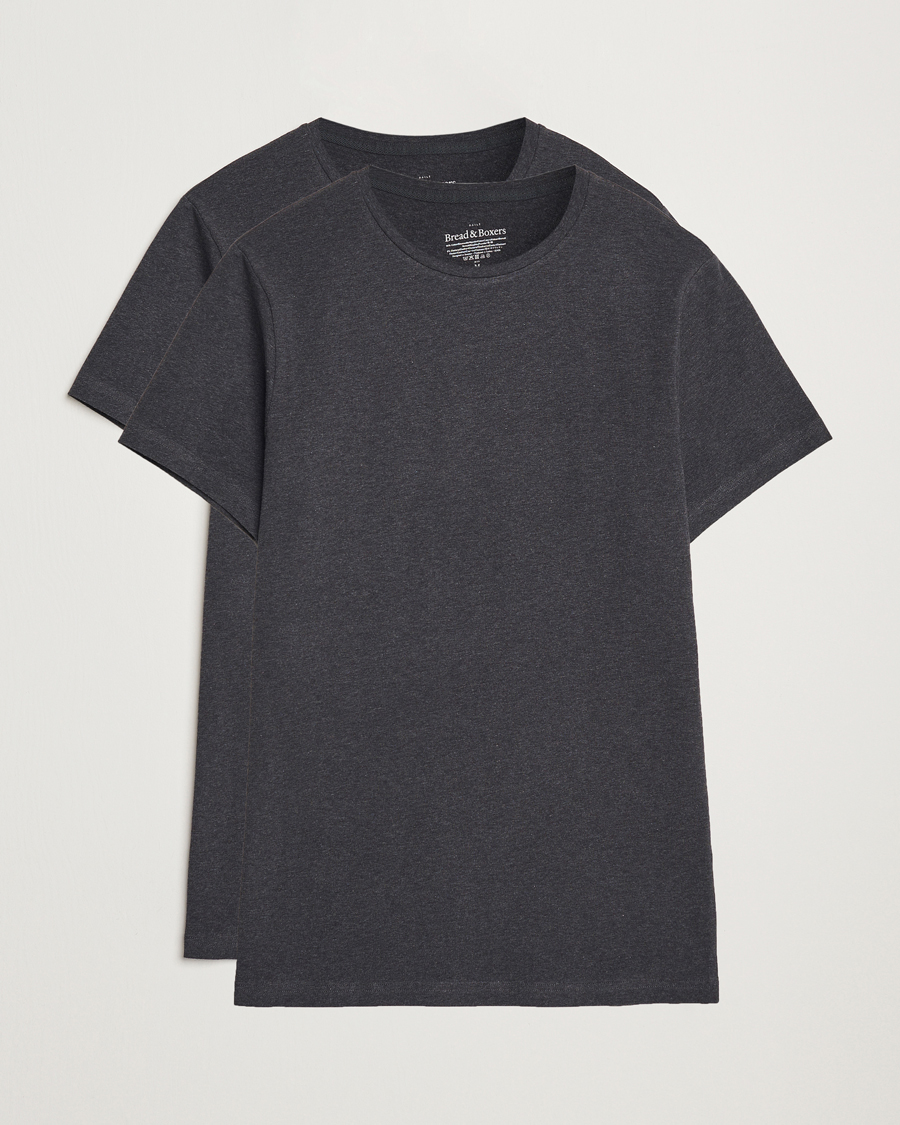 Mies | T-paidat | Bread & Boxers | 2-Pack Crew Neck T-Shirt Dark Grey Melange
