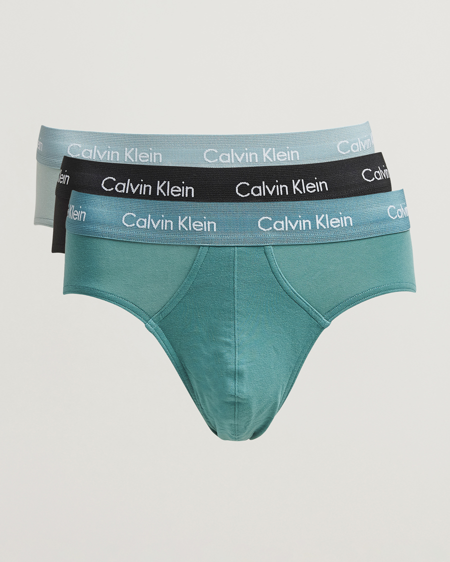 Mies | Alusvaatteet | Calvin Klein | Cotton Stretch Hip Breif 3-Pack Black/Grey/Green