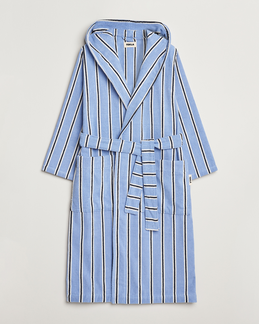 Mies | Yöpuvut ja kylpytakit | Tekla | Organic Terry Hooded Bathrobe Basset Stripes