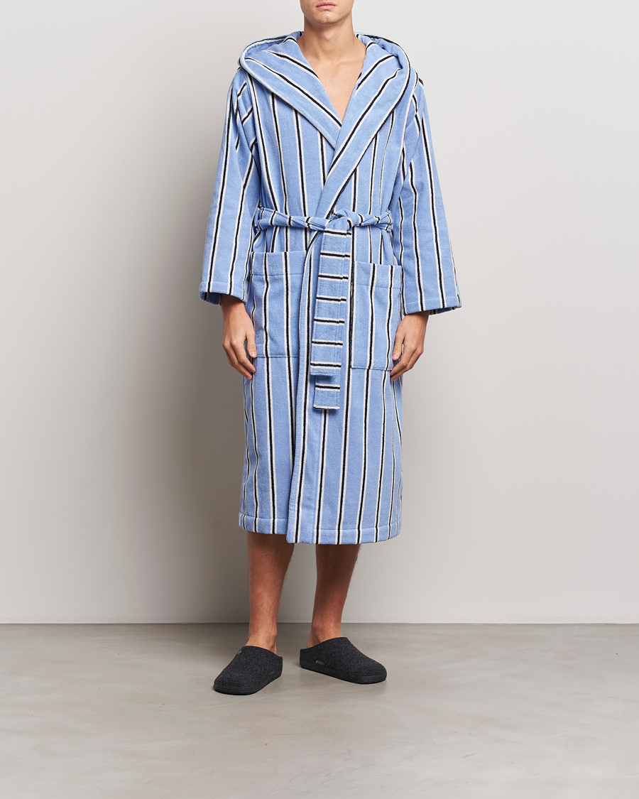 Mies | Yöpuvut ja kylpytakit | Tekla | Organic Terry Hooded Bathrobe Basset Stripes