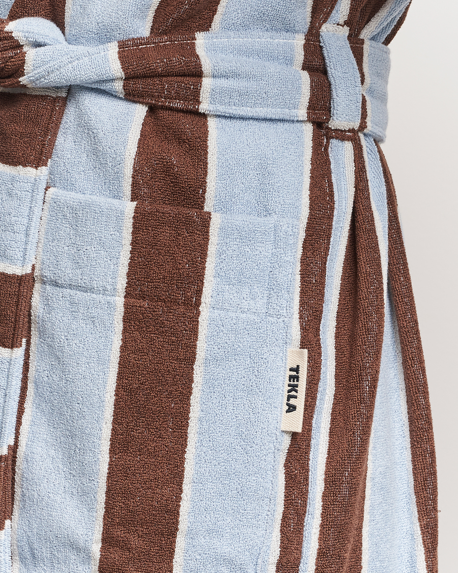 Mies | Yöpuvut ja kylpytakit | Tekla | Organic Terry Hooded Bathrobe Cocoa Stripes