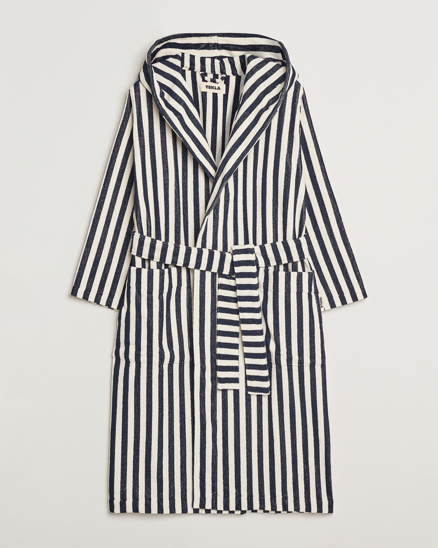 Mies | Yöpuvut ja kylpytakit | Tekla | Organic Terry Hooded Bathrobe Humbug Stripes