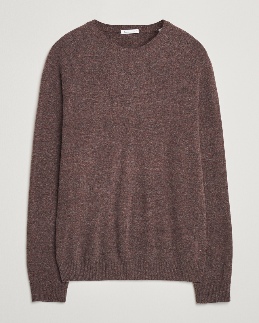 Mies | Puserot | KnowledgeCotton Apparel | Lambswool Roundneck Brown
