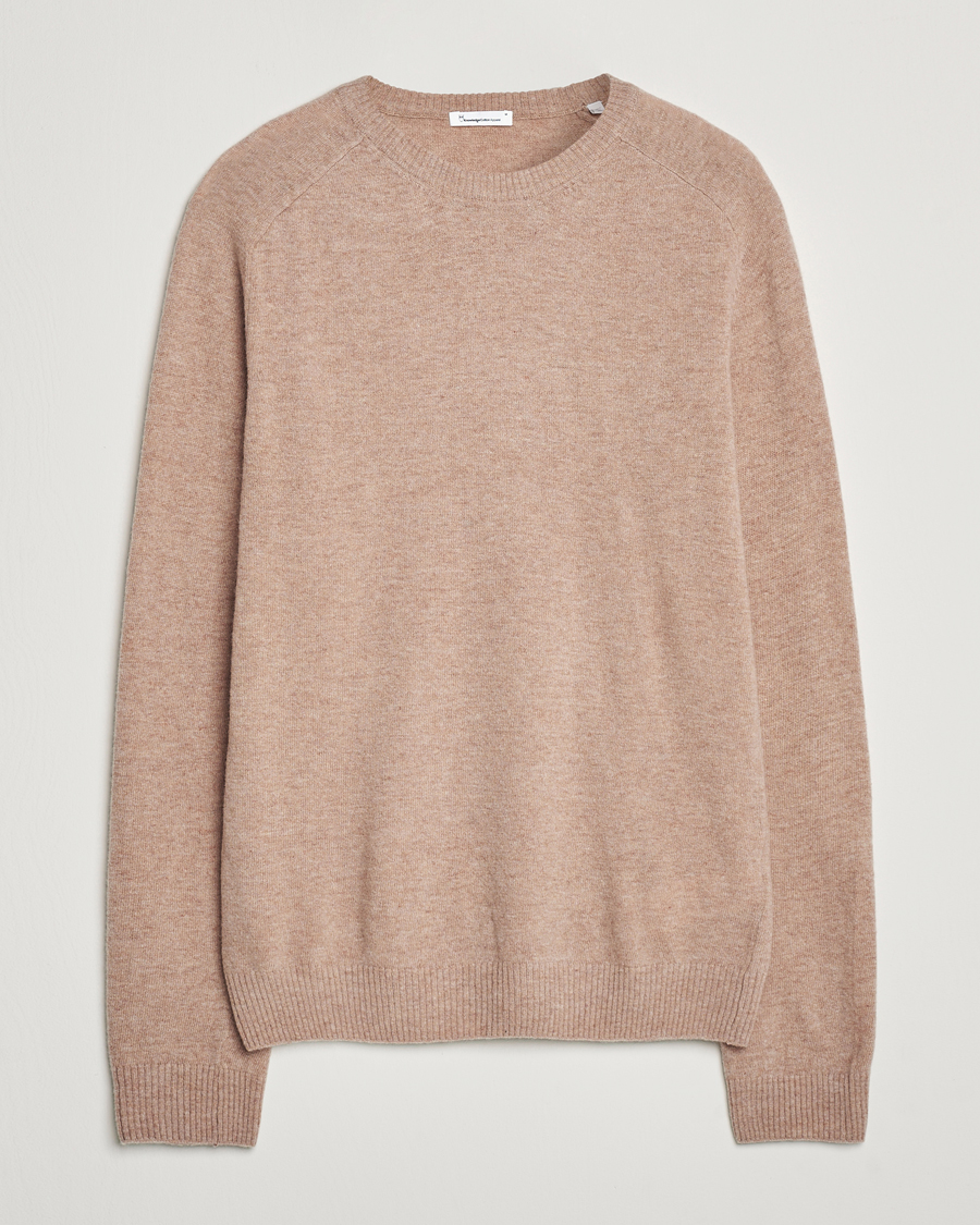 Mies | Puserot | KnowledgeCotton Apparel | Lambswool Roundneck Beige