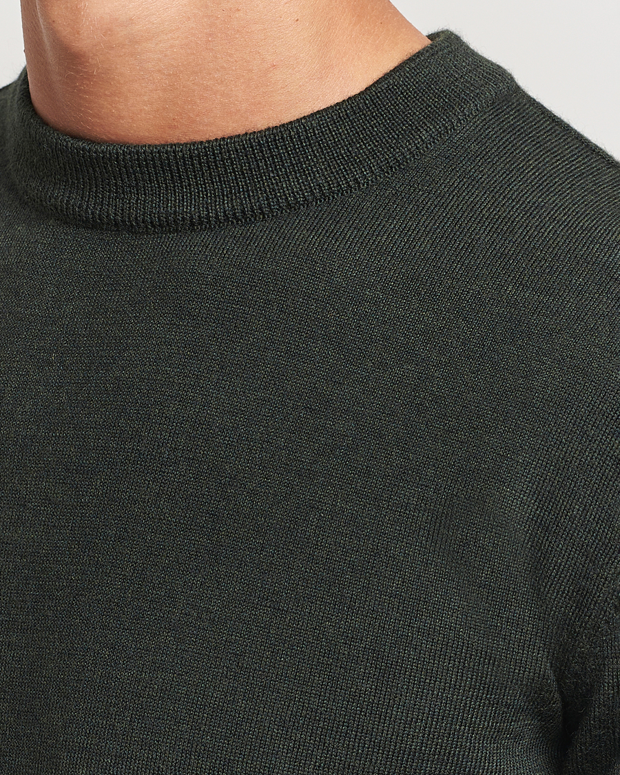 Mies | Puserot | KnowledgeCotton Apparel | Regular Merino Knit Crew Neck Green