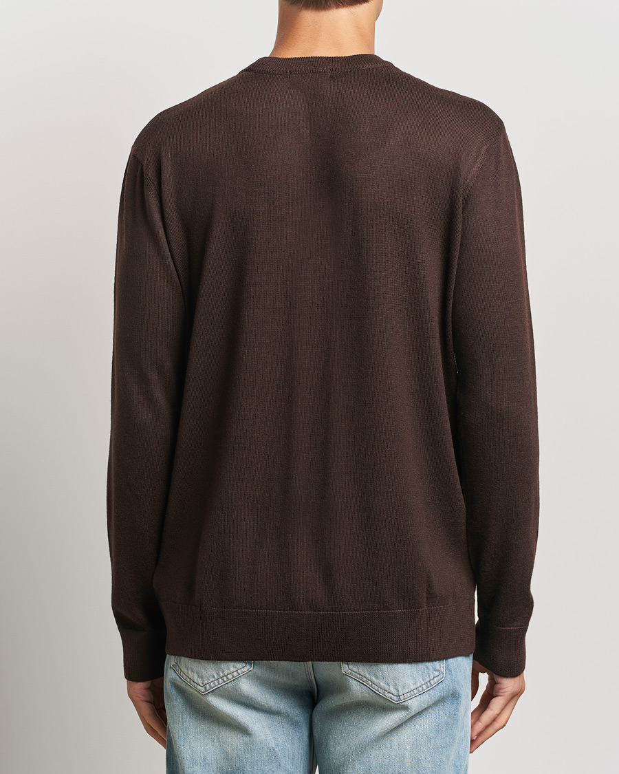 Mies | Puserot | KnowledgeCotton Apparel | Regular Merino Knit Crew Neck Brown