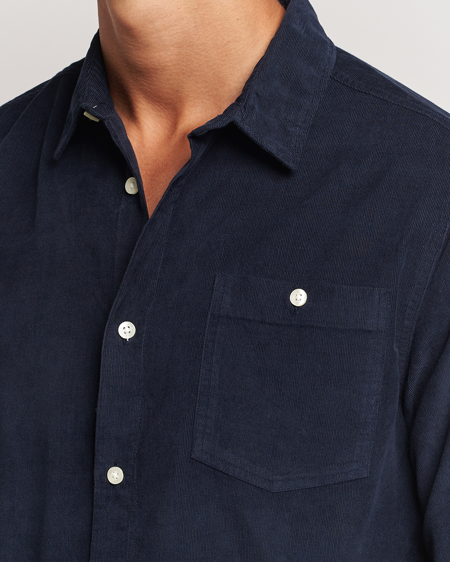 Mies | Kauluspaidat | KnowledgeCotton Apparel | Regular Fit Corduroy Shirt Navy