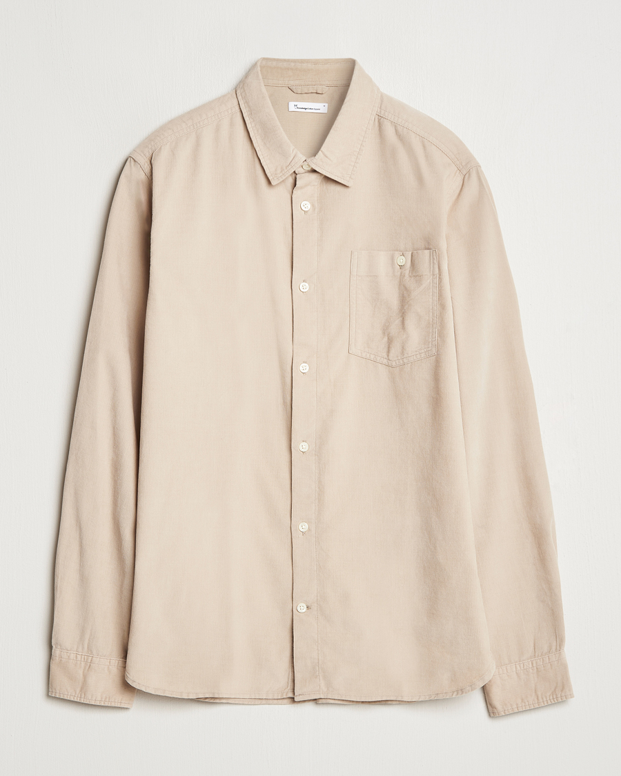 Mies | Kauluspaidat | KnowledgeCotton Apparel | Regular Fit Corduroy Shirt Beige