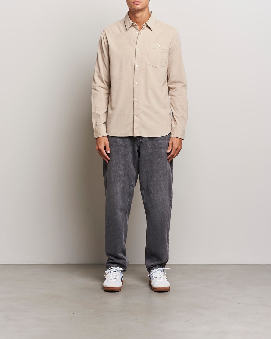 Mies | Kauluspaidat | KnowledgeCotton Apparel | Regular Fit Corduroy Shirt Beige