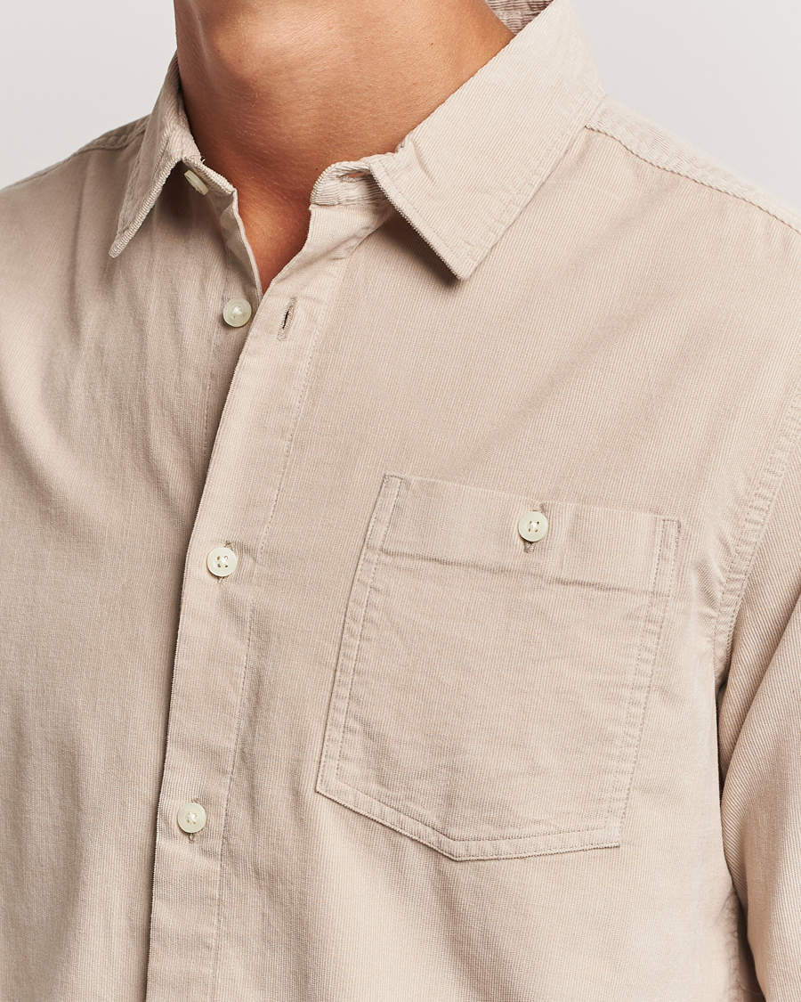 Mies | Kauluspaidat | KnowledgeCotton Apparel | Regular Fit Corduroy Shirt Beige