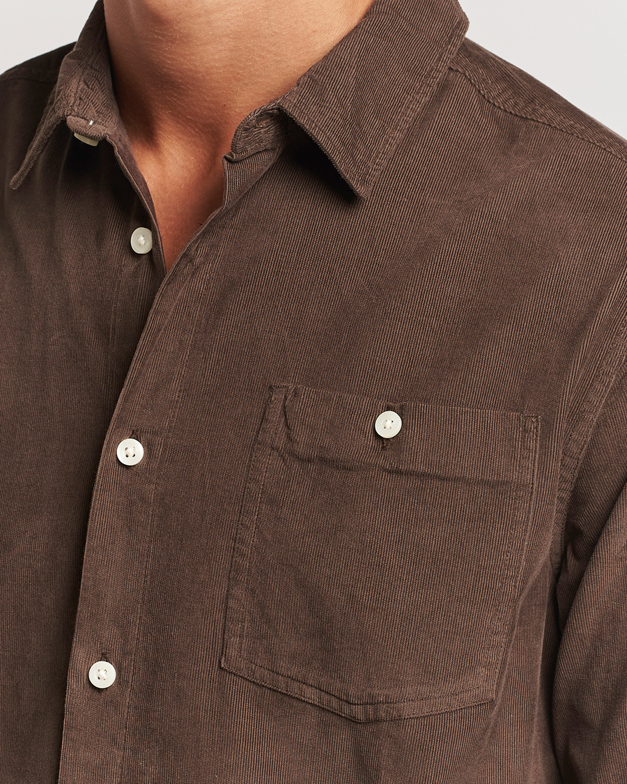Mies | Kauluspaidat | KnowledgeCotton Apparel | Regular Fit Corduroy Shirt Brown