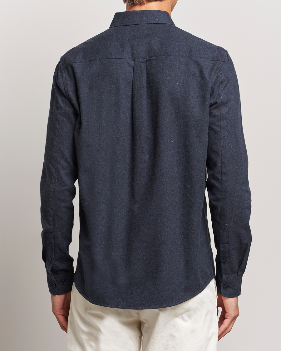 Mies | Kauluspaidat | KnowledgeCotton Apparel | Regular Fit Melange Flannel Shirt Navy