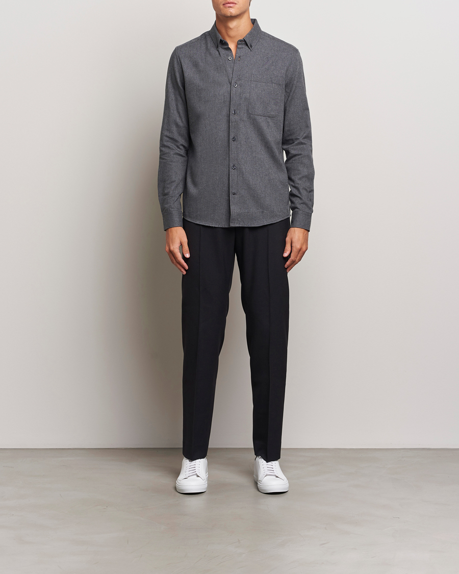 Mies | Kauluspaidat | KnowledgeCotton Apparel | Regular Fit Melange Flannel Shirt Grey