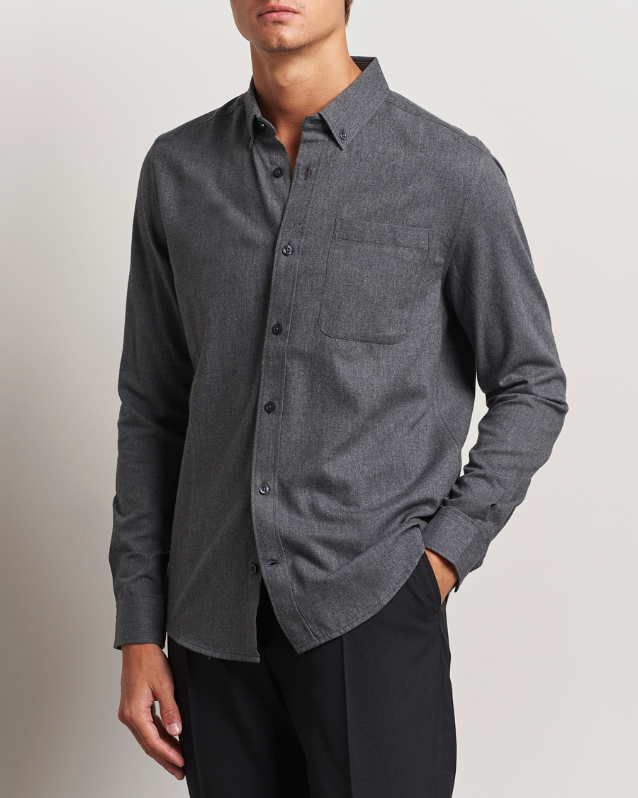 Mies | Kauluspaidat | KnowledgeCotton Apparel | Regular Fit Melange Flannel Shirt Grey