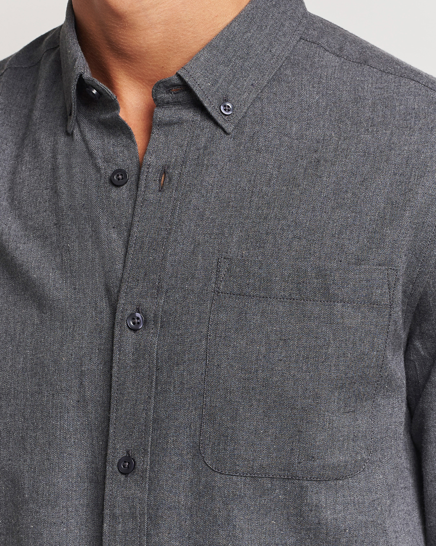 Mies | Kauluspaidat | KnowledgeCotton Apparel | Regular Fit Melange Flannel Shirt Grey