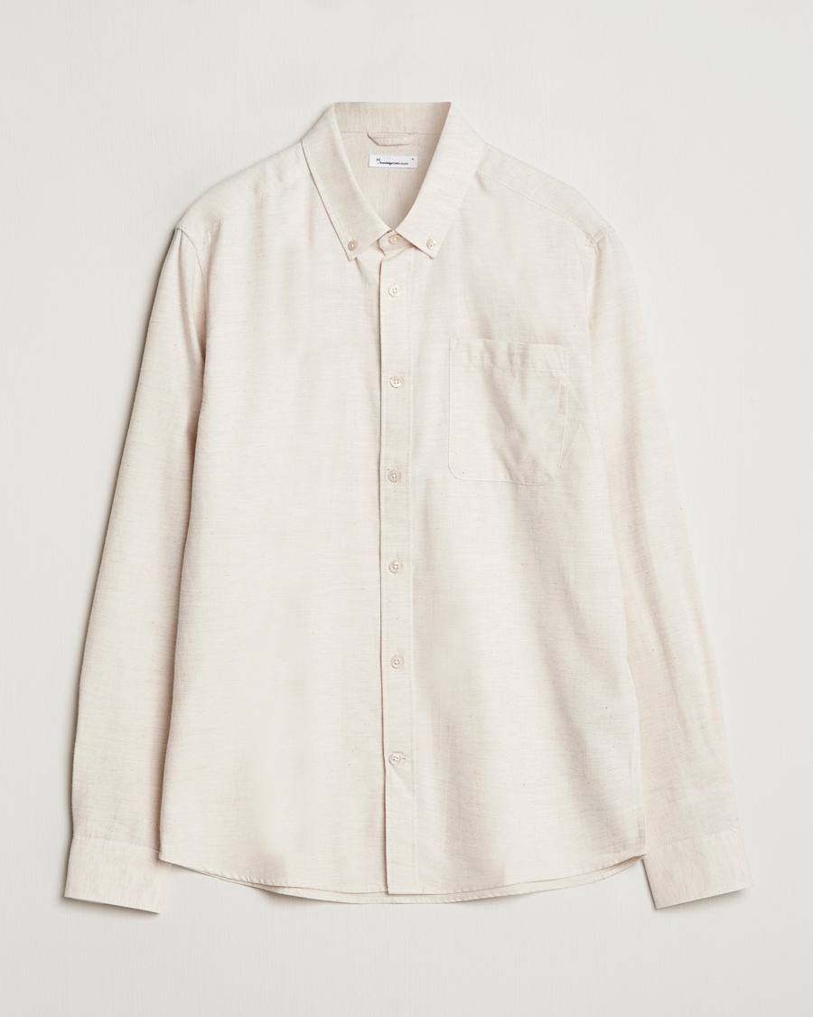 Mies | Kauluspaidat | KnowledgeCotton Apparel | Regular Fit Melange Flannel Shirt Greish