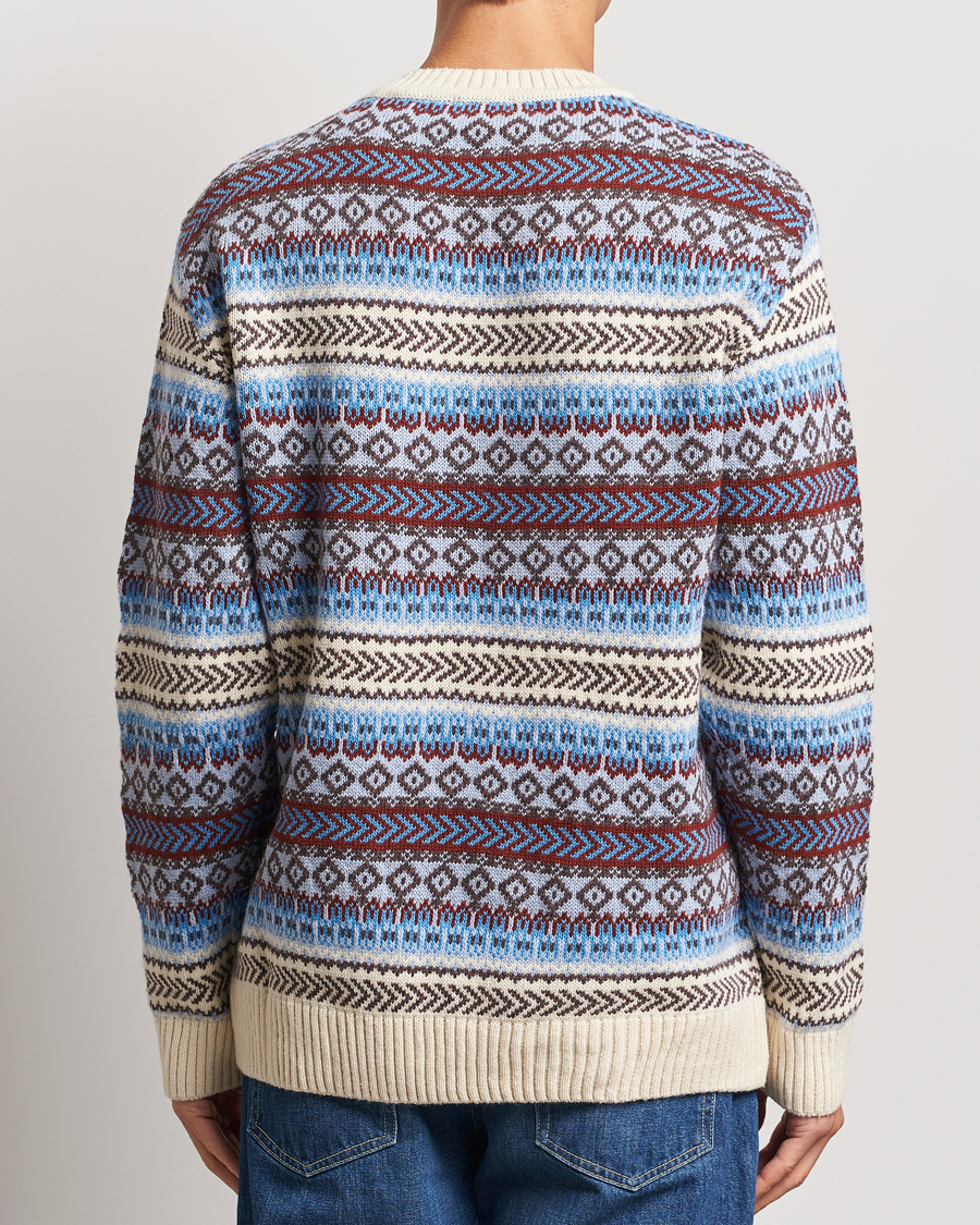 Mies | Puserot | KnowledgeCotton Apparel | Fairisle Knitted Crewneck Off White