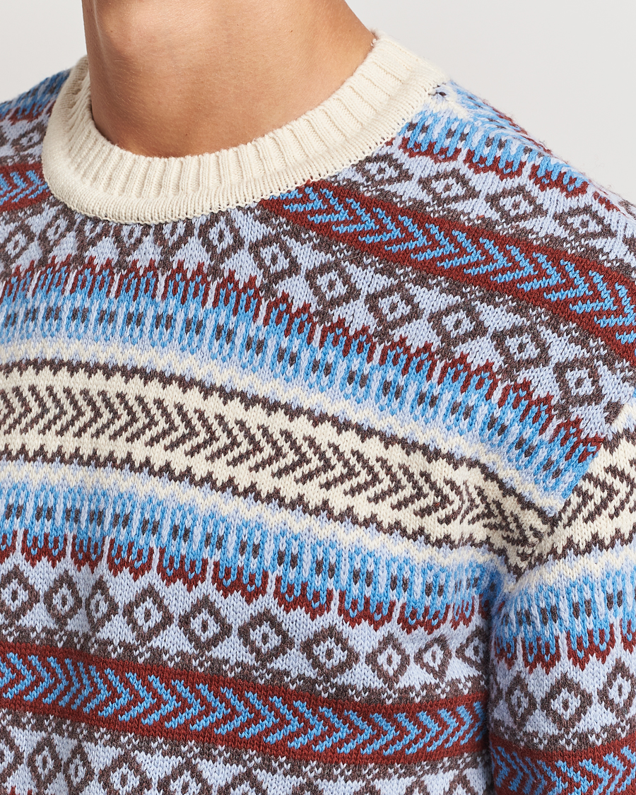 Mies | Puserot | KnowledgeCotton Apparel | Fairisle Knitted Crewneck Off White