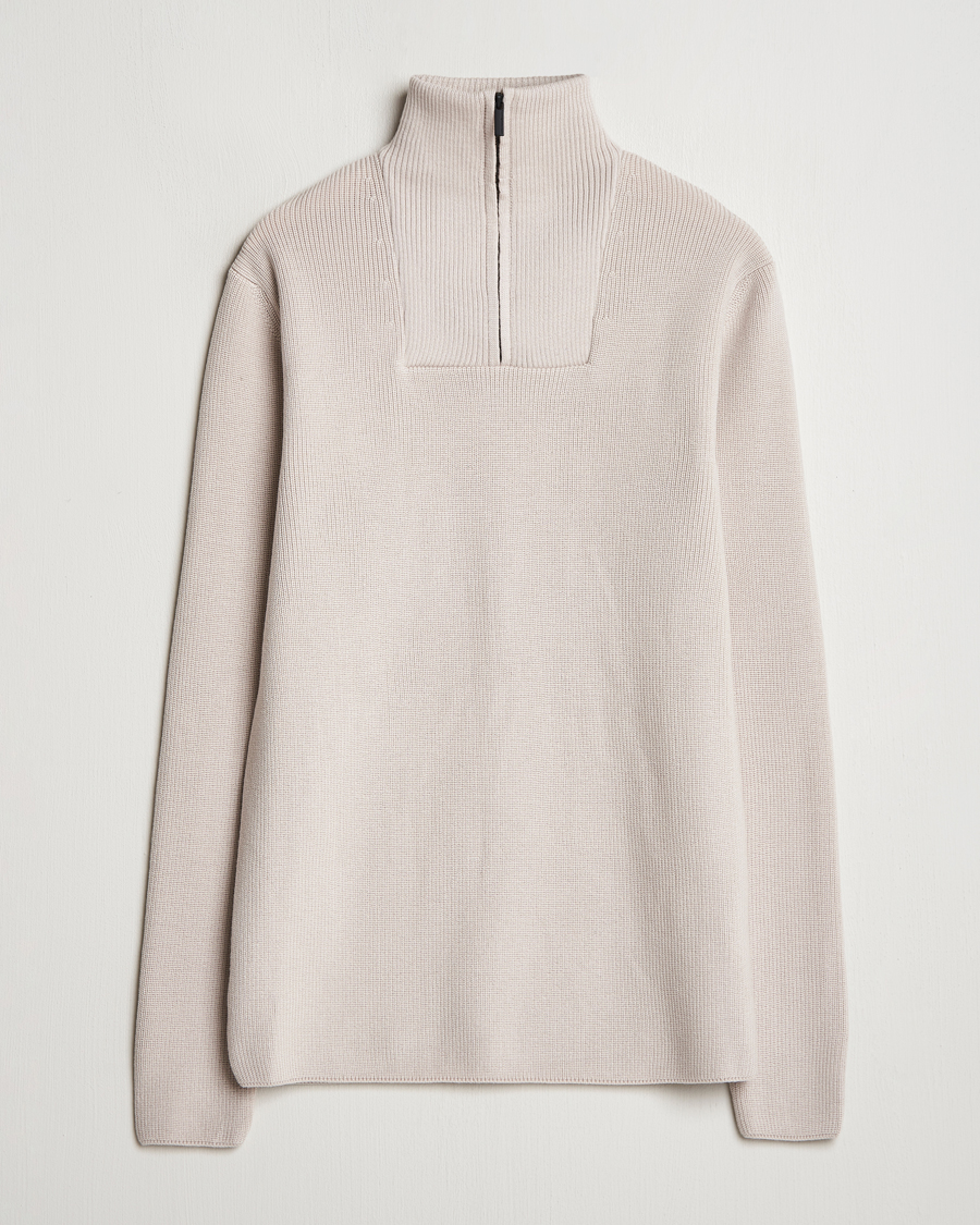Mies | Puserot | KnowledgeCotton Apparel | Heavy Lambswool Half Zip Off White