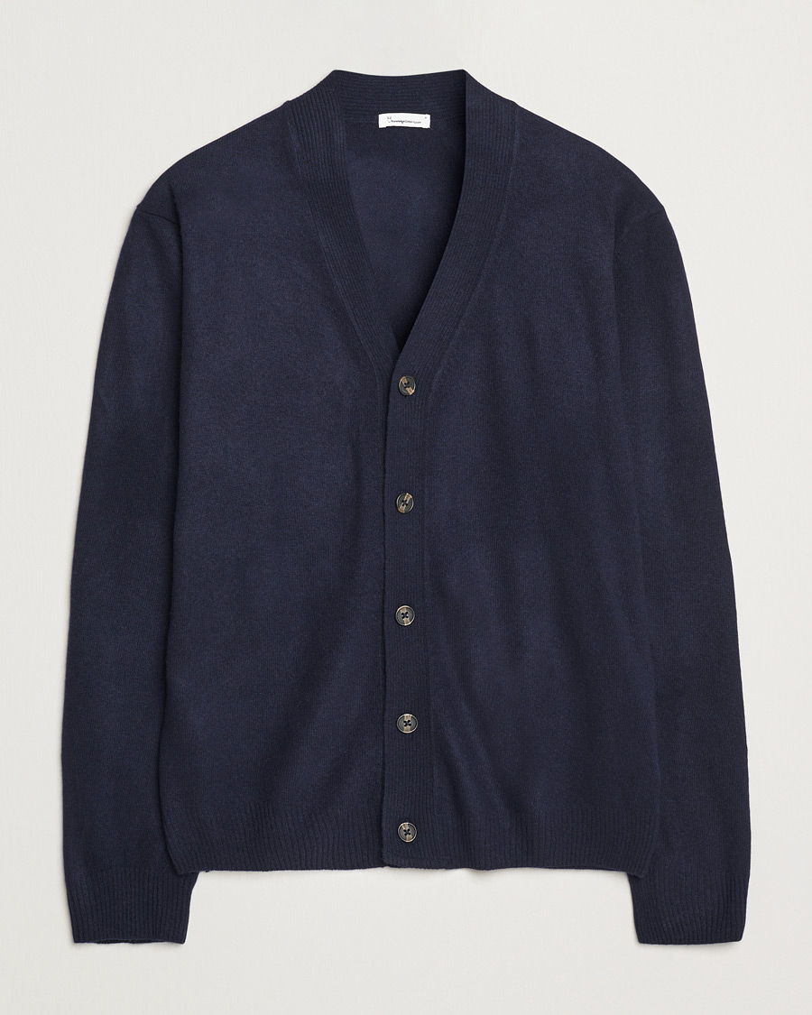 Mies | Puserot | KnowledgeCotton Apparel | Lambswool Cardigan Navy