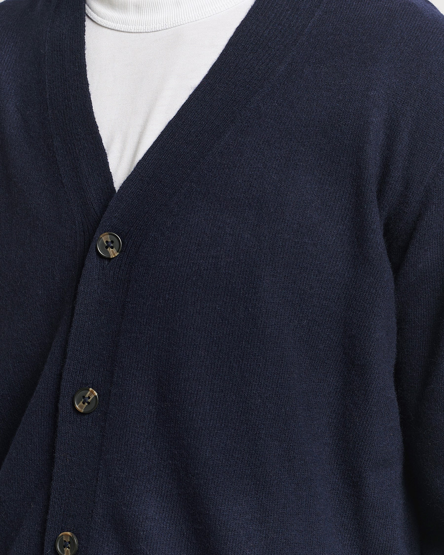 Mies | Puserot | KnowledgeCotton Apparel | Lambswool Cardigan Navy