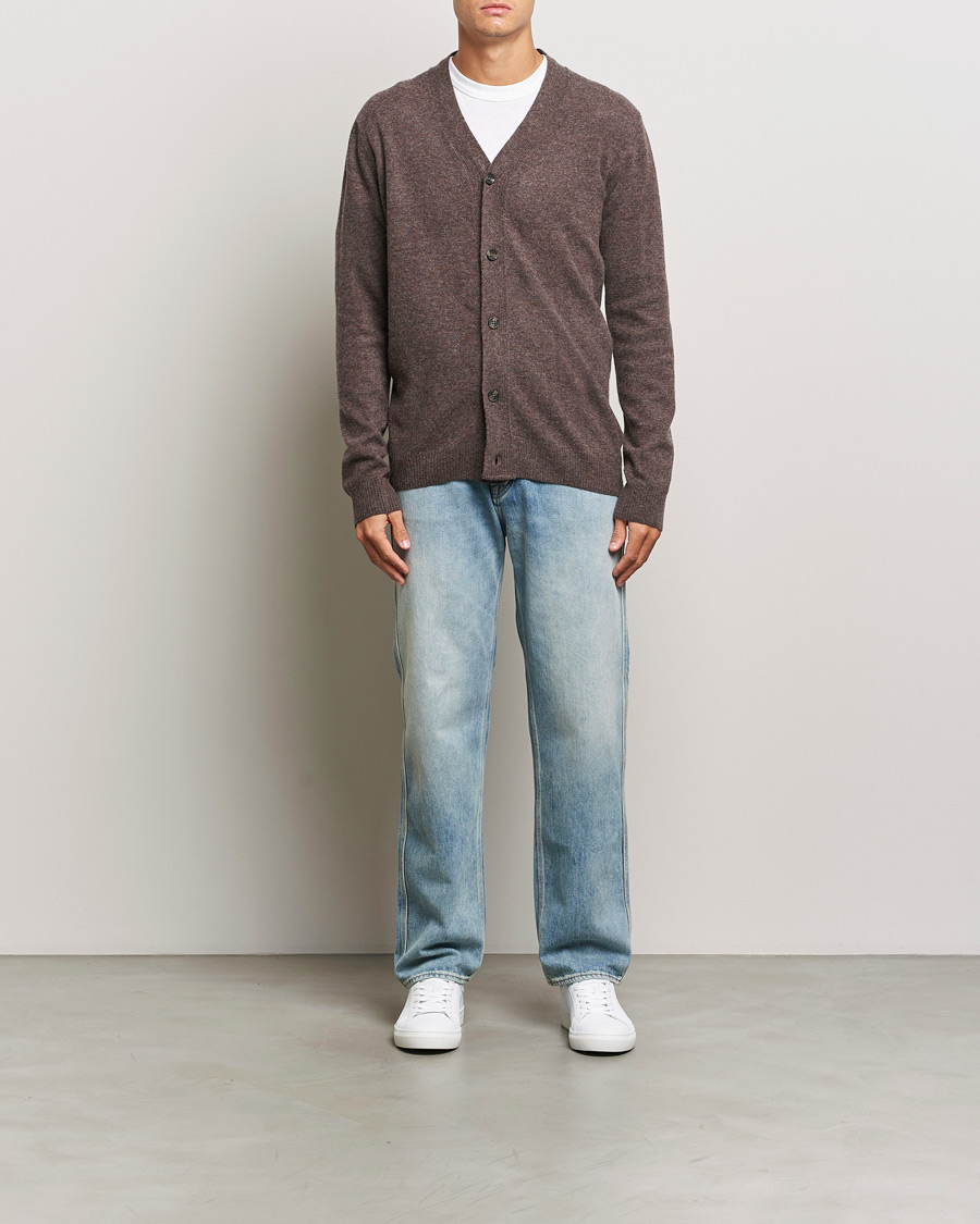 Mies | Puserot | KnowledgeCotton Apparel | Lambswool Cardigan Brown
