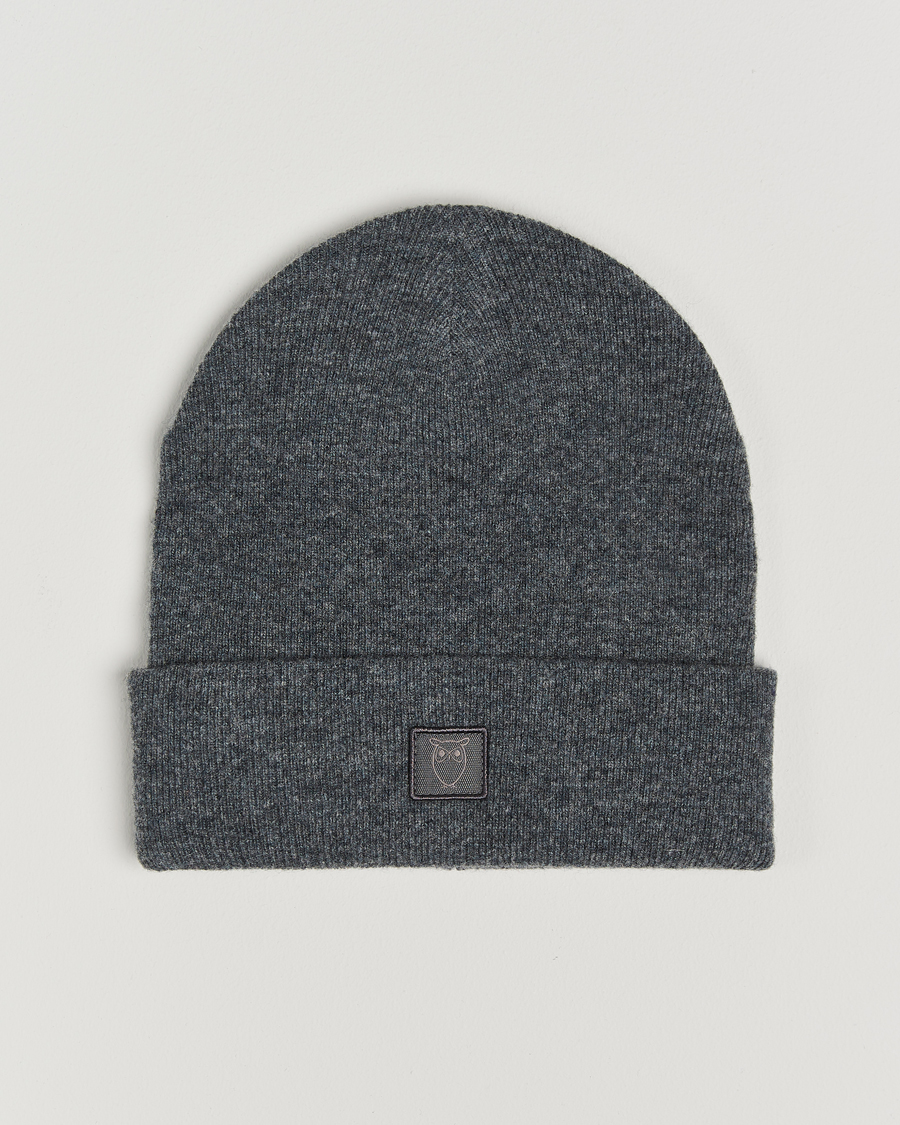 Mies | KnowledgeCotton Apparel Double Layer Wool Beanie Dark Grey | KnowledgeCotton Apparel | Double Layer Wool Beanie Dark Grey