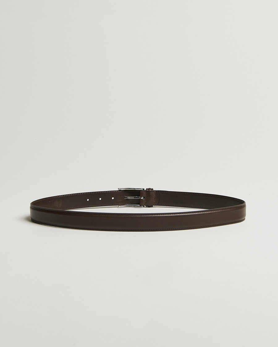 Mies | Vyöt | Anderson's | Structure Leather Suit Belt 3 cm Dark Brown