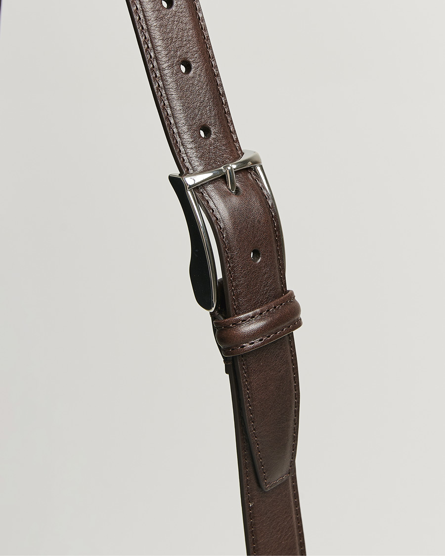 Mies | Vyöt | Anderson's | Structure Leather Suit Belt 3 cm Dark Brown