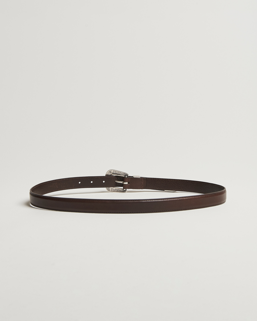 Mies | Anderson's Grained Western Leather Belt 2,5 cm Dark Brown | Anderson's | Grained Western Leather Belt 2,5 cm Dark Brown