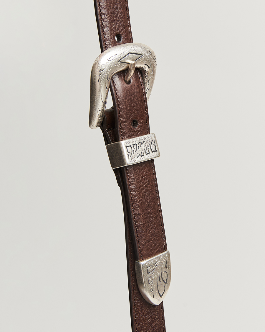 Mies | Anderson's Grained Western Leather Belt 2,5 cm Dark Brown | Anderson's | Grained Western Leather Belt 2,5 cm Dark Brown