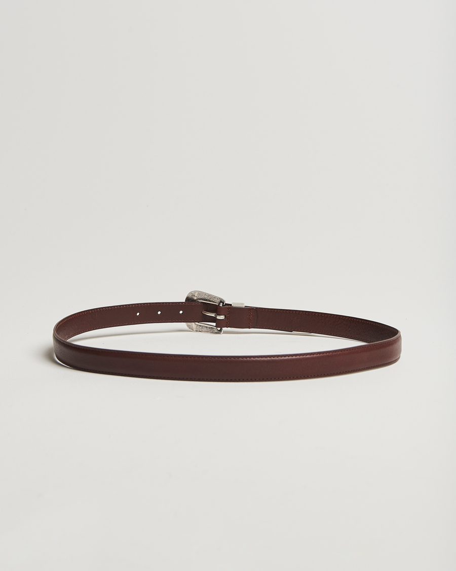 Mies | Vyöt | Anderson's | Grained Western Leather Belt 2,5 cm Brown