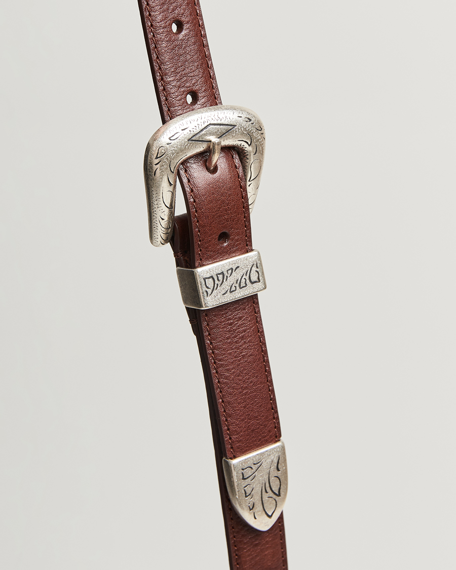 Mies | Vyöt | Anderson's | Grained Western Leather Belt 2,5 cm Brown