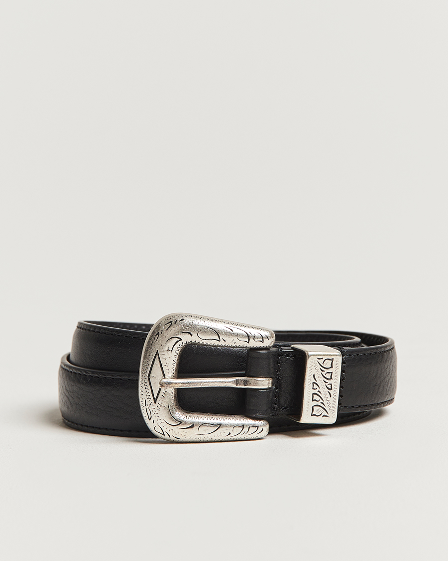 Mies | Vyöt | Anderson's | Grained Western Leather Belt 2,5 cm Black