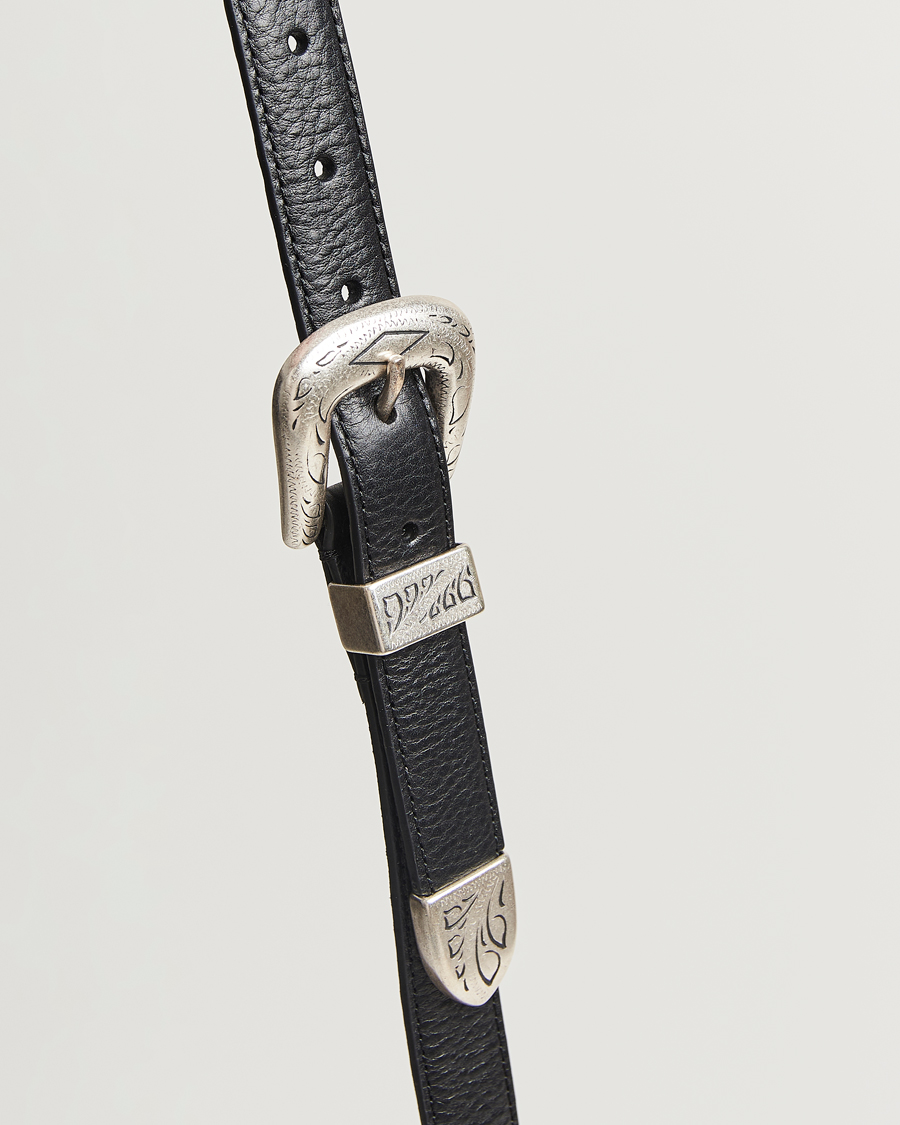 Mies | Vyöt | Anderson's | Grained Western Leather Belt 2,5 cm Black