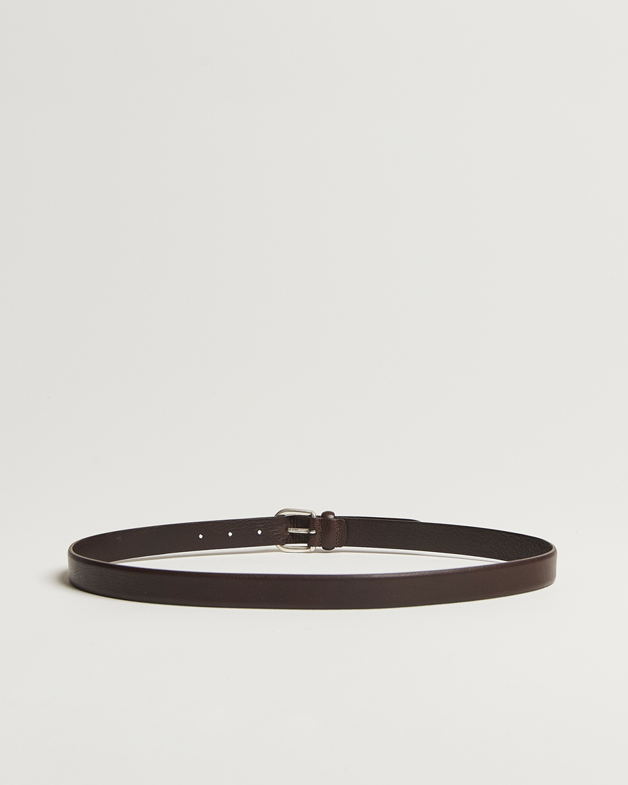 Mies | Vyöt | Anderson's | Grained Leather Belt 2,5 cm Dark Brown