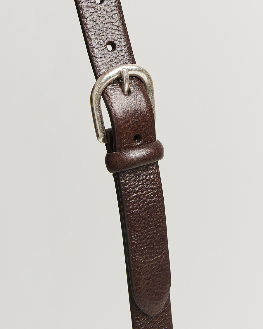 Mies | Vyöt | Anderson's | Grained Leather Belt 2,5 cm Dark Brown
