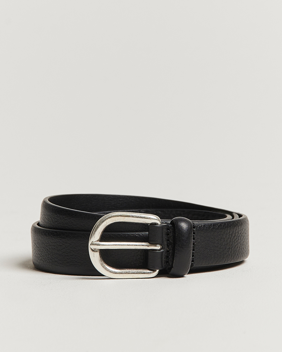 Mies | Vyöt | Anderson's | Grained Leather Belt 2,5 cm Black