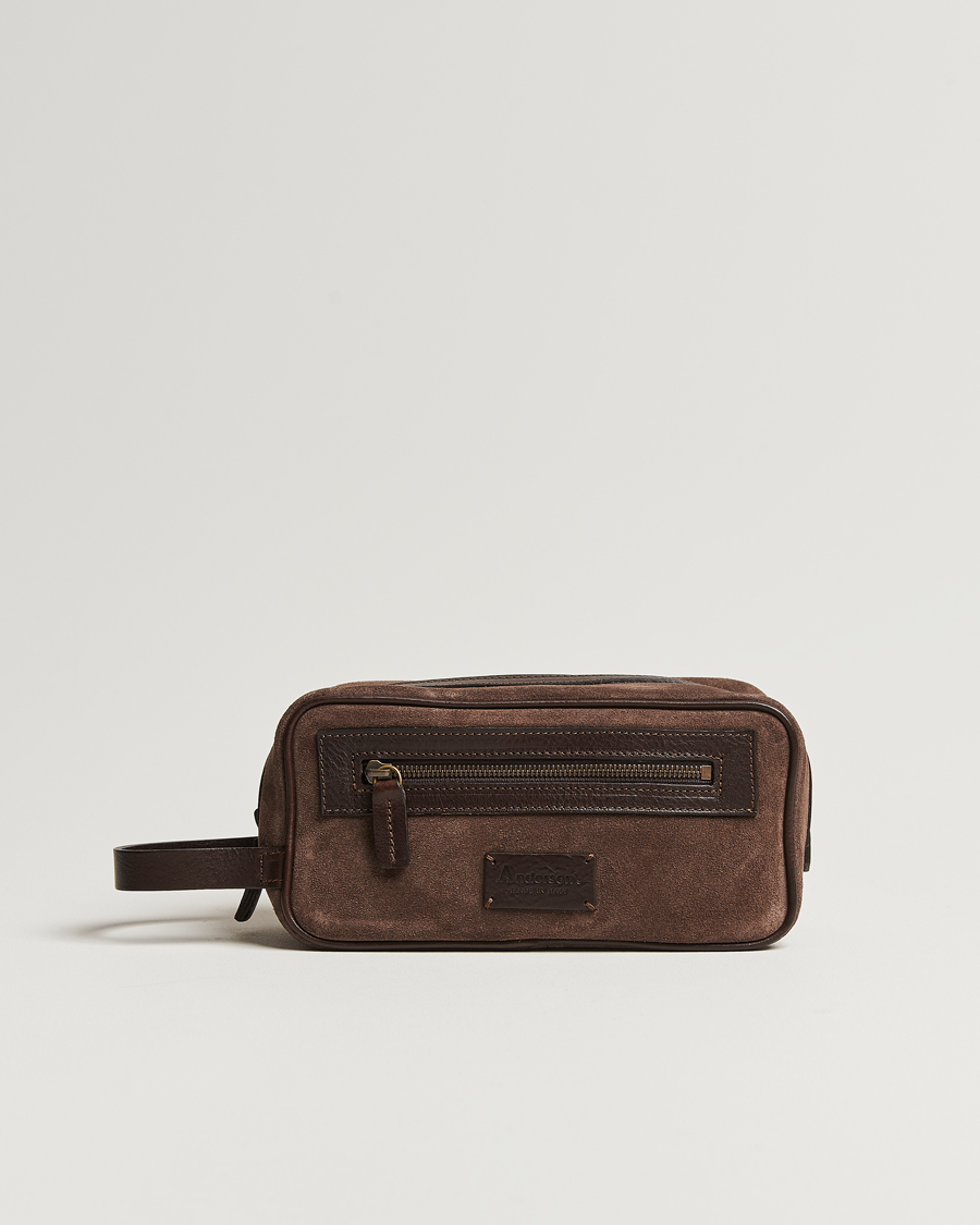 Mies | Anderson's Suede Washbag Dark Brown | Anderson's | Suede Washbag Dark Brown